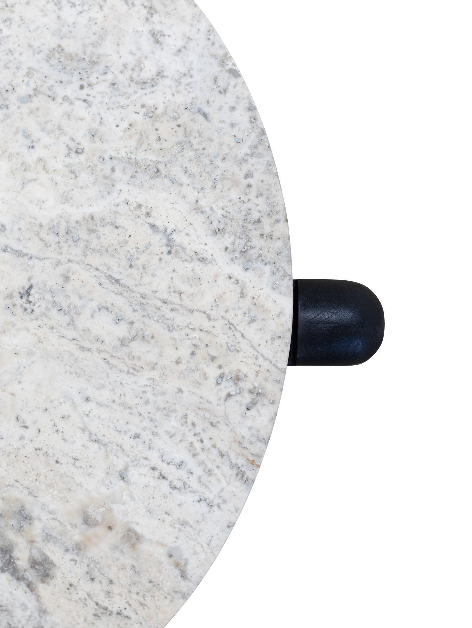 Top view of the natural traventine veining in the top of the Handcrafted Marble Coffee Table